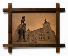 Картина BoomGift Алькасар в Толедо, Испания, гравировка на натуральной коже