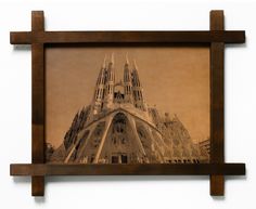 Картина BoomGift Храм Саграда, Испания, гравировка на натуральной коже