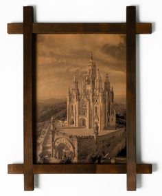 Картина BoomGift Храм Святого Сердца, Барселона, гравировка на натуральной коже