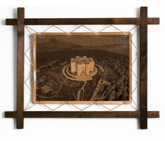 Картина BoomGift Замок-Кастель-дель-Монте, Италия, гравировка на натуральной коже