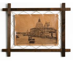 Картина BoomGift Санта-Мария-делла-Салюте, Италия, гравировка на натуральной коже