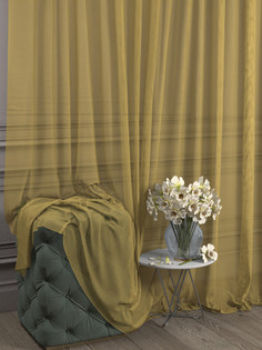 Тюль 1001 ШТОРА Сетка, 240x200 см, жёлтый, для гостиной, спальни, кухни