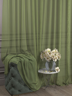 Тюль 1001 ШТОРА Сетка, 260x200 см, зелёный, для гостиной, спальни, кухни