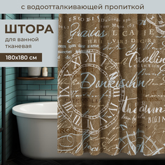Штора для ванной VALIANT Travelling Lettering полиэстер, 180*180 см