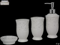 Набор 4 предмета для ванной комнаты Lenardi стакан, подставка для щеток, мыльница, дозатор