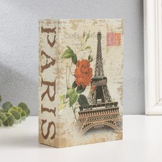 Шкатулка книга Эйфелева башня и красный пион, 5,5х12х18 см No Brand