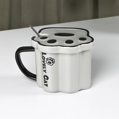 Кружка Лапа тигра 350 мл, 14х10х9см, серый No Brand
