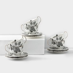 Сервиз чайный Black rose, 9755196, фарфор, 12 предметов , белый No Brand