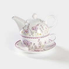 Сервиз чайный Прованс, 9685851, керамика, 3 предмета , белый No Brand