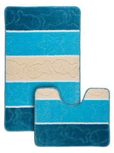 Коврики Vonaldi в наборе для ванной 100/60см и туалета 50/60см okyanus/0317/turquoise