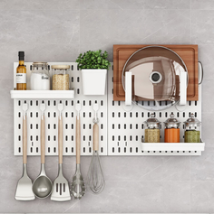 Органайзер Floorwood Р0057374 1 полка, 1 стаканчик 5 крючков 2 держателя для крышек, белый