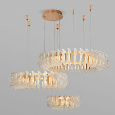 Подвесной светодиодный светильник на 3 кольца Bogates Farfalla 90374/3 170W 4000К золото