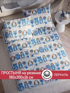 Простынь на резинке Cказка "Совушки" 180х200
