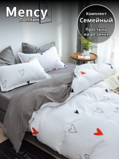 Комплект постельного белья Belle Store Mency House Семейное поплин белый