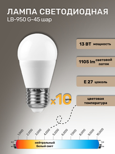 Лампа светодиодная Feron 38105 13W E27 4000K LB-950 G-45 шар