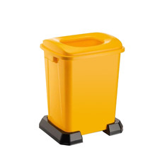 Контейнер для мусора TELKAR 50 л на подставке жёлтый с крышкой с отверстием
