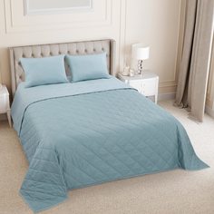 Покрывало из Перкали Текс-Дизайн 260х210 стеганое Морской бриз