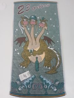 Банное полотенце TAIYUE textil КМ-3575-1Д 23 февраля дракон зелёный 75х35