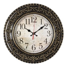 Часы настенные Рубин интерьерные d-38 см корпус черный с золотом