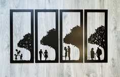 Панно настенное из дерева - Wood garage - Четыре сезона - коричневый