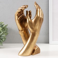 Сувенир полистоун Две руки - прикосновение золотой 132х116х265 см No Brand