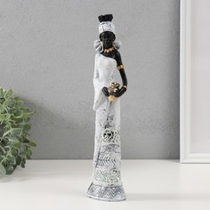 Сувенир полистоун Африканка в белом с золотым кувшином 5х8х315 см No Brand