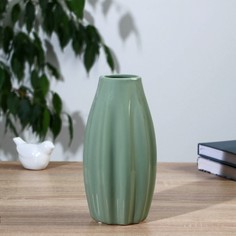 Ваза Пелагея 23 см, керамика настольная, зелёный No Brand