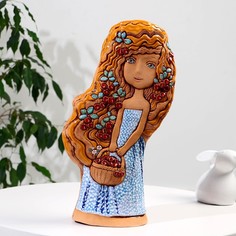 Ваза Девушка с корзиной, платье в горошек, светлая h40,5см V2.5л керамика No Brand