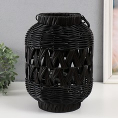 Подсвечник пластик Фонарик Корзинка чёрный 30х21х21 см No Brand