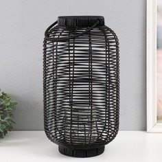 Подсвечник металл PVC Фонарик Плетёнка чёрный 405х23х23 см No Brand