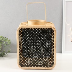 Подсвечник ротанг металл Фонарик Сеточка Прямоугольный 315х245х19 см No Brand
