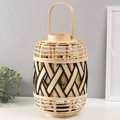 Подсвечник бамбук Фонарик Переплёт 33х23х23 см No Brand