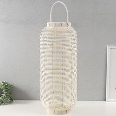 Подсвечник пластик Фонарик Плетёнка белый 60х25х25 см No Brand