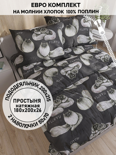 Постельное белье Fluffy евро Кот Коттон