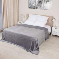 Плед велсофт 160х220 см фактурный однотонный Casa Conforte Нонна дымчато-серый