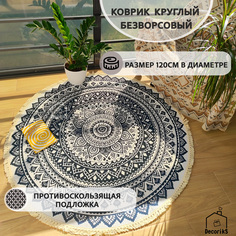Коврик круглый безворсовый с противоскользящей подложкой Decoriks