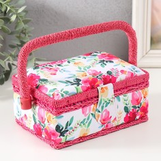 Шкатулка для рукоделия Акварельные цветы 18х12х9,5 см No Brand