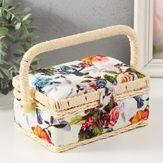 Шкатулка для рукоделия Птицы в розовом саду 18х12х9,5 см No Brand