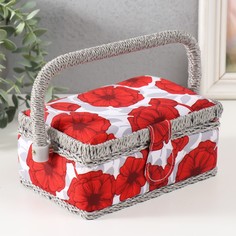 Шкатулка Красные маки на белом, 9716949, с ручкой No Brand