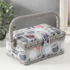 Шкатулка Совы и перья, 9716951, с ручкой No Brand