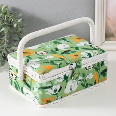 Шкатулка Летние цветы на зелёном, 9716960, с ручкой No Brand