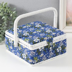 Шкатулка Полевые цветы на синем, 9716975, с ручкой No Brand