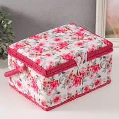 Шкатулка для рукоделия Розовые цветы 19х26х14,5 см No Brand