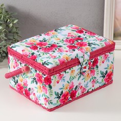 Шкатулка для рукоделия Акварельные цветы 19х26х14,5 см No Brand