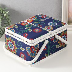 Шкатулка Цветочная мозаика, 9716995 с ручкой No Brand