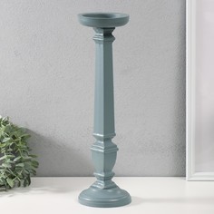 Подсвечник дерево на 1 свечу Греция серо-сиреневый 11,5х11,5х39,5 см No Brand
