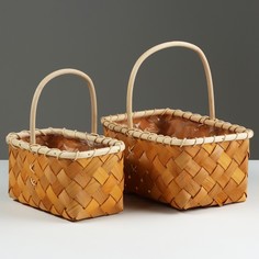 Набор корзин плетеных 255x16x12265 см 21x11x105225 см 2 шт секвойя No Brand