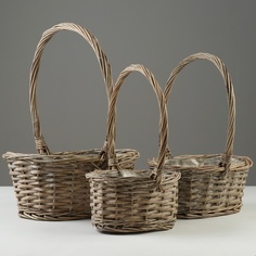 Набор корзин 30x22х115x35 см 245x18х10x315 см 19x14х9x28 см 3 шт серые ива No Brand