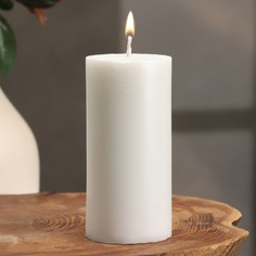 Свеча-цилиндр гладкая Дарим Красиво,5х10 см, пальмовый воск, жемчужный, 6 ч