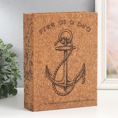 Шкатулка-книга Якорь, 9735484, дерево кожзам под пробку, 6х18х24 см No Brand